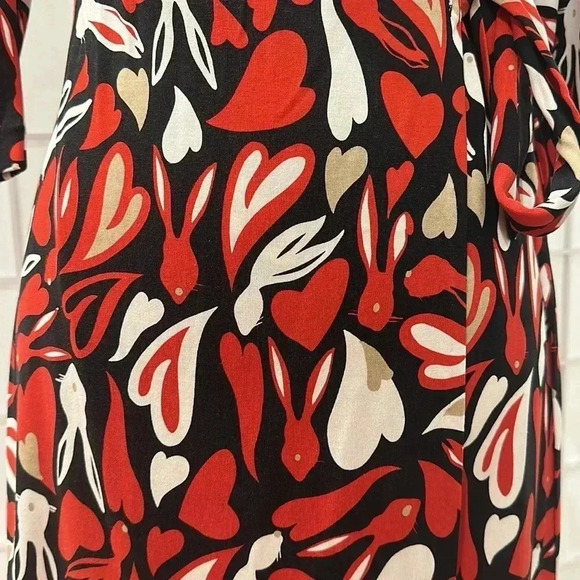 Diane Von Furstenberg Julian Silk Jersey Wrap Dress in Rabbit Hearts Red XXS EUC - Picture 10 of 12